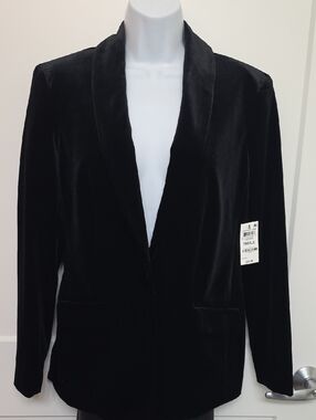 INC International Concepts Black Velvet Blazer Jacket